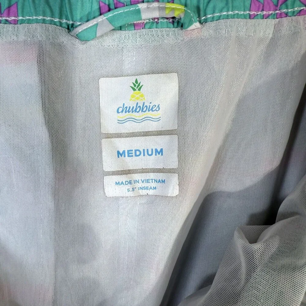 chubbie's Men's Aztec Neon Print Lined Swim‎ Trunks Size M